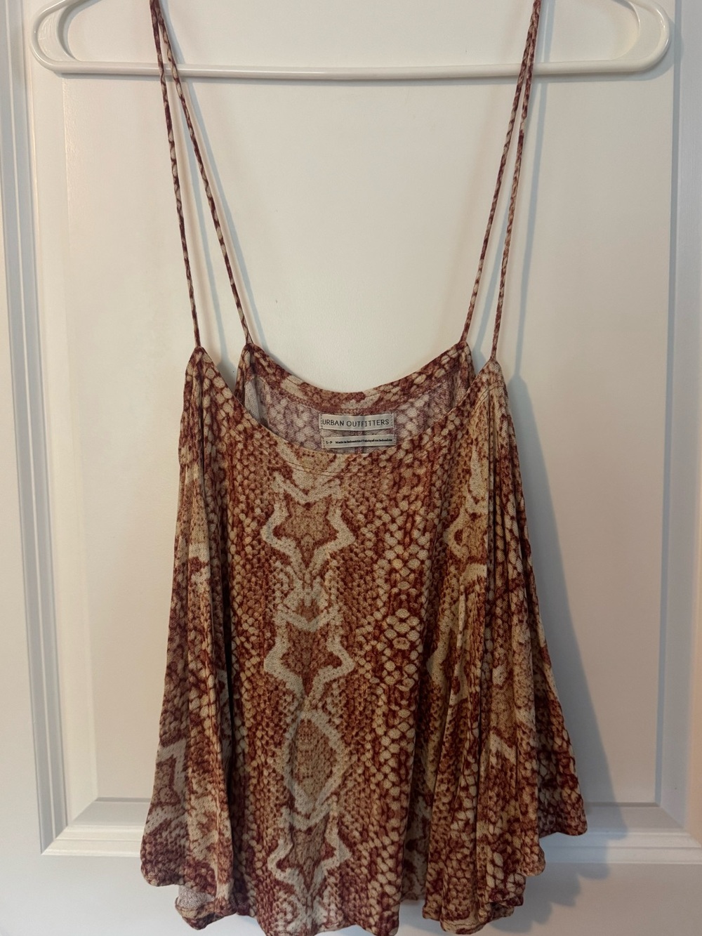 Urban outfitters Brown Animal Print Flounce Cami flowey tank Top small